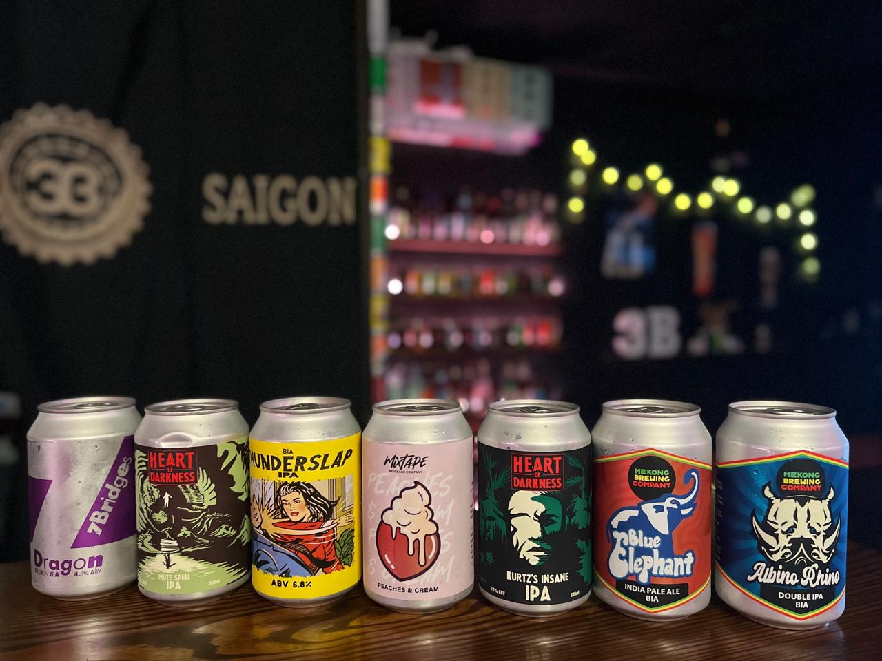 3B Saigon craft beer bar interior showcasing premium craft beer selection